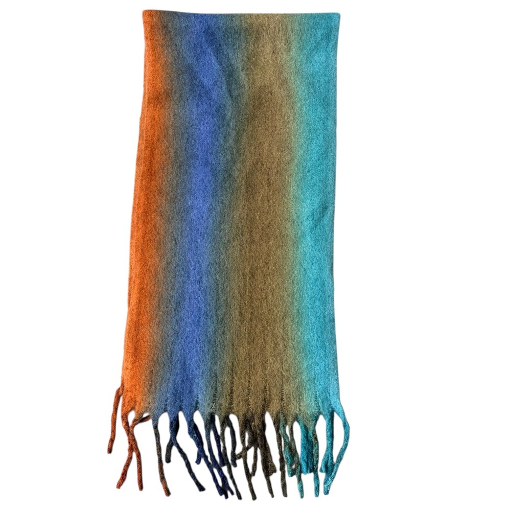Susan Graver‎ Soft Chunky Ombré Fringe Scarf Oversized Wrap One Size QVC Wintrr